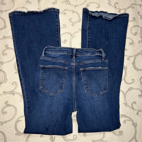 Risen Dark Wash Denim Flare Wide Leg Western Blue Jeans Sz 29 - Picture 4 of 11